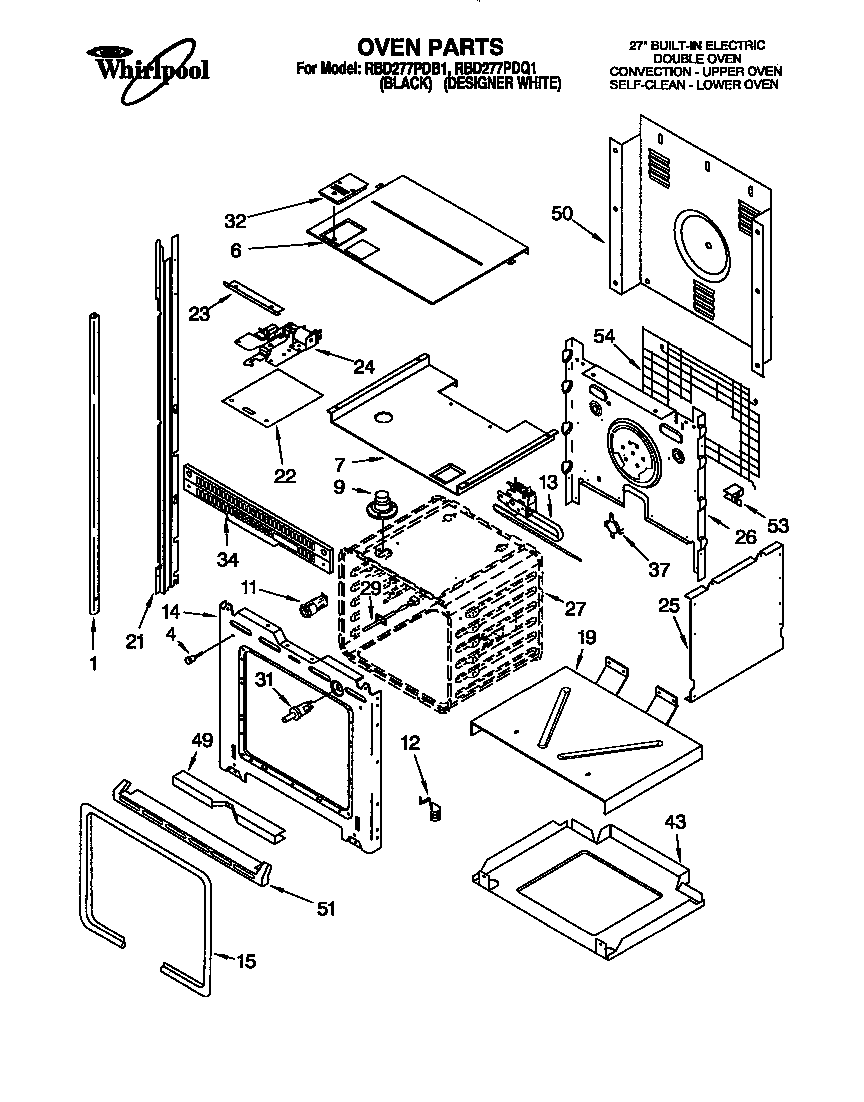 Whirlpool RBD277PDB1 oven diagram