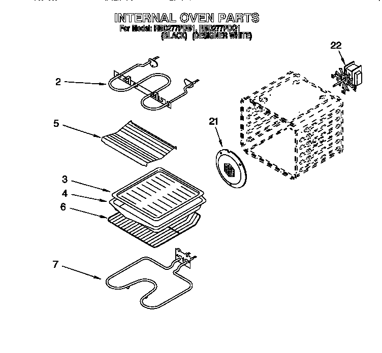 Whirlpool RBD277PDB1 internal oven diagram