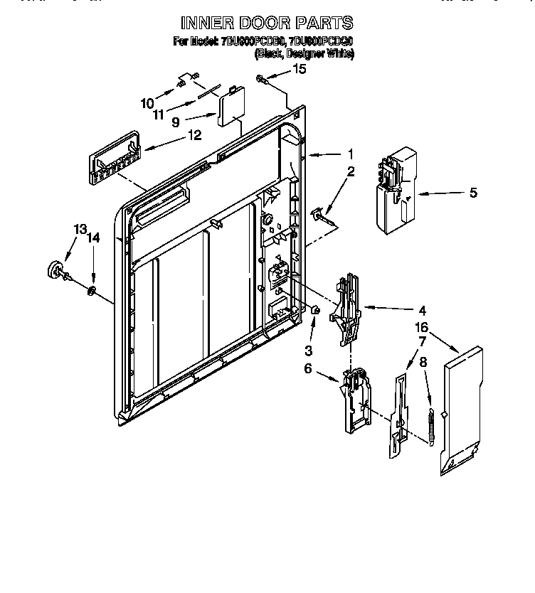 Whirlpool 7DU900PCDQ0 inner door diagram