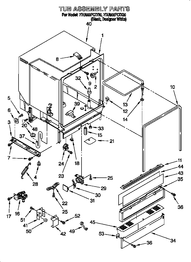 Whirlpool 7DU900PCDQ0 tub assembly diagram