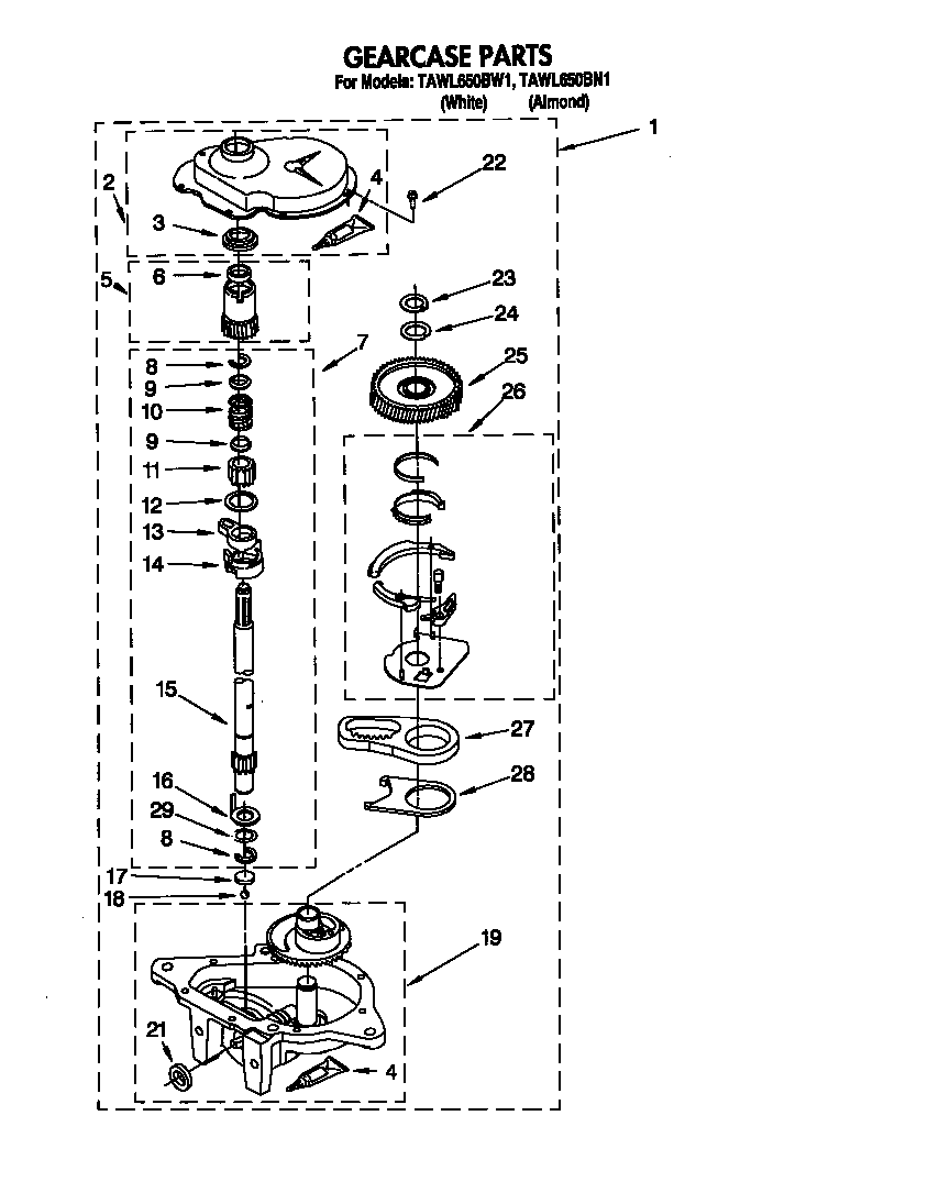 Estate TAWL650BW1 gearcase diagram