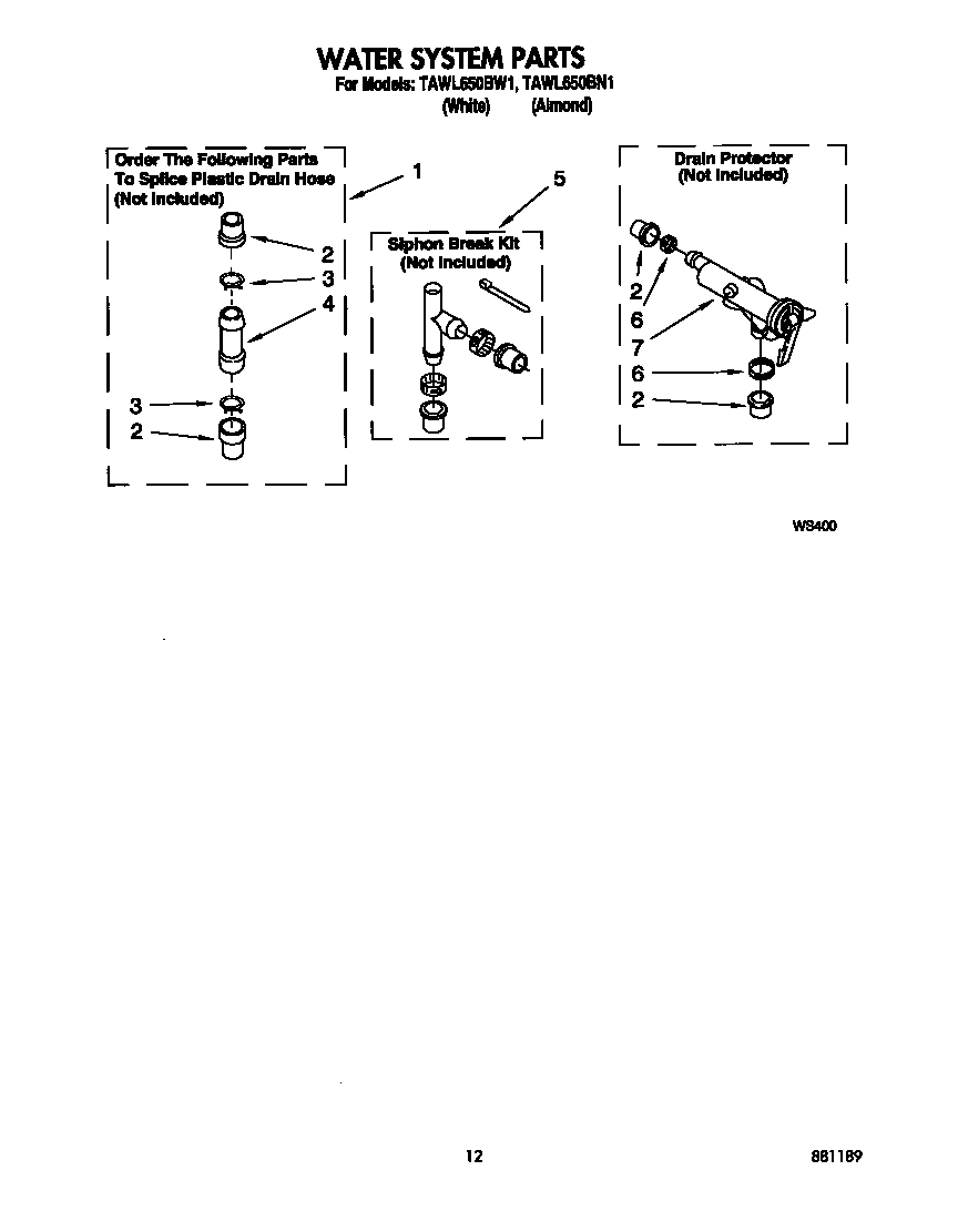 Estate TAWL650BW1 water system diagram