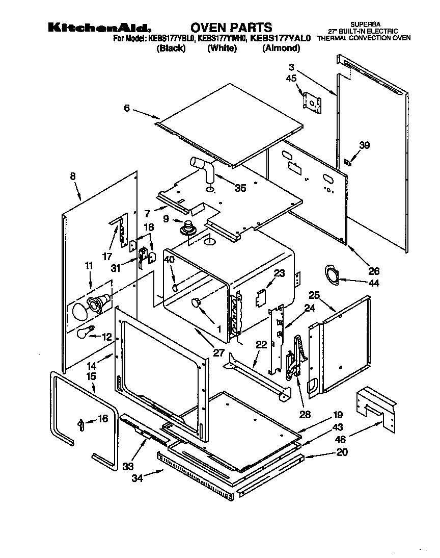KitchenAid KEBS177YWH0 oven diagram