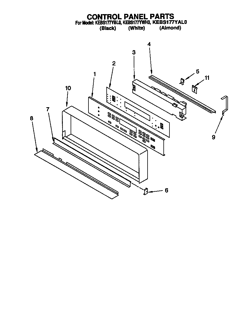 KitchenAid KEBS177YWH0 control panel diagram