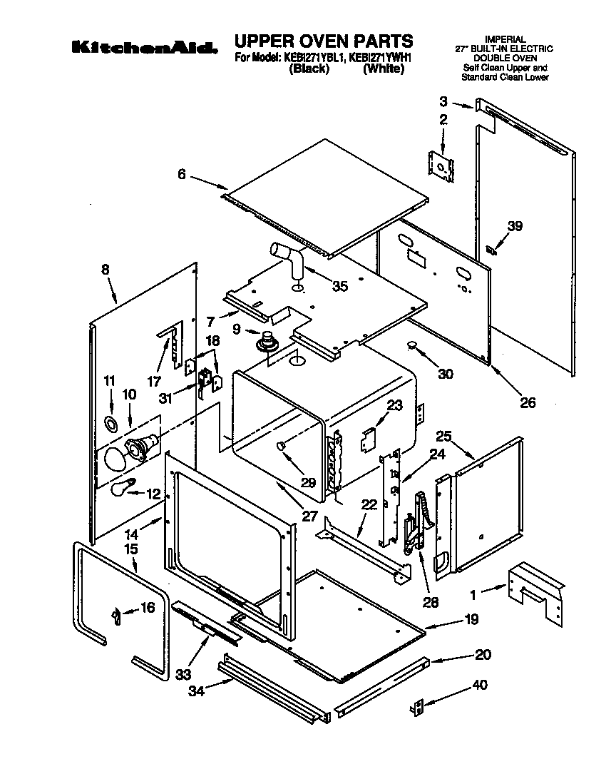 KitchenAid KEBI271YBL1 upper oven diagram