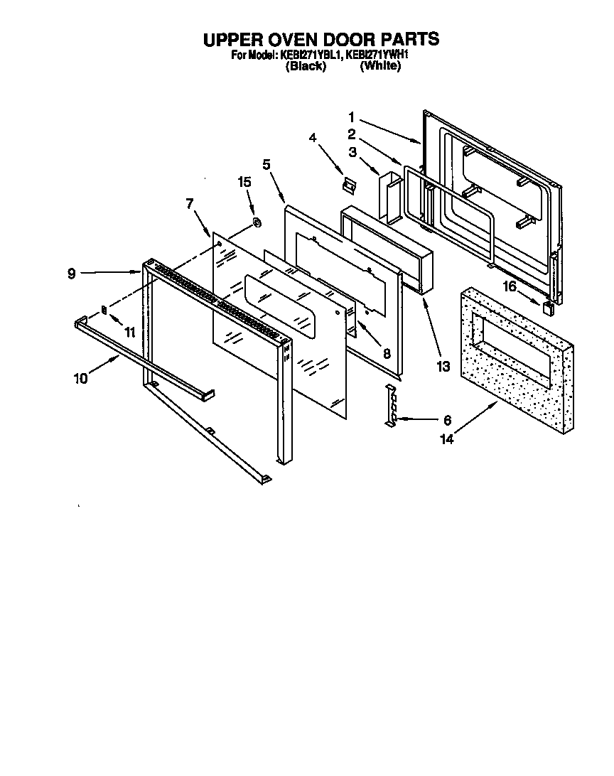 KitchenAid KEBI271YBL1 upper oven door diagram