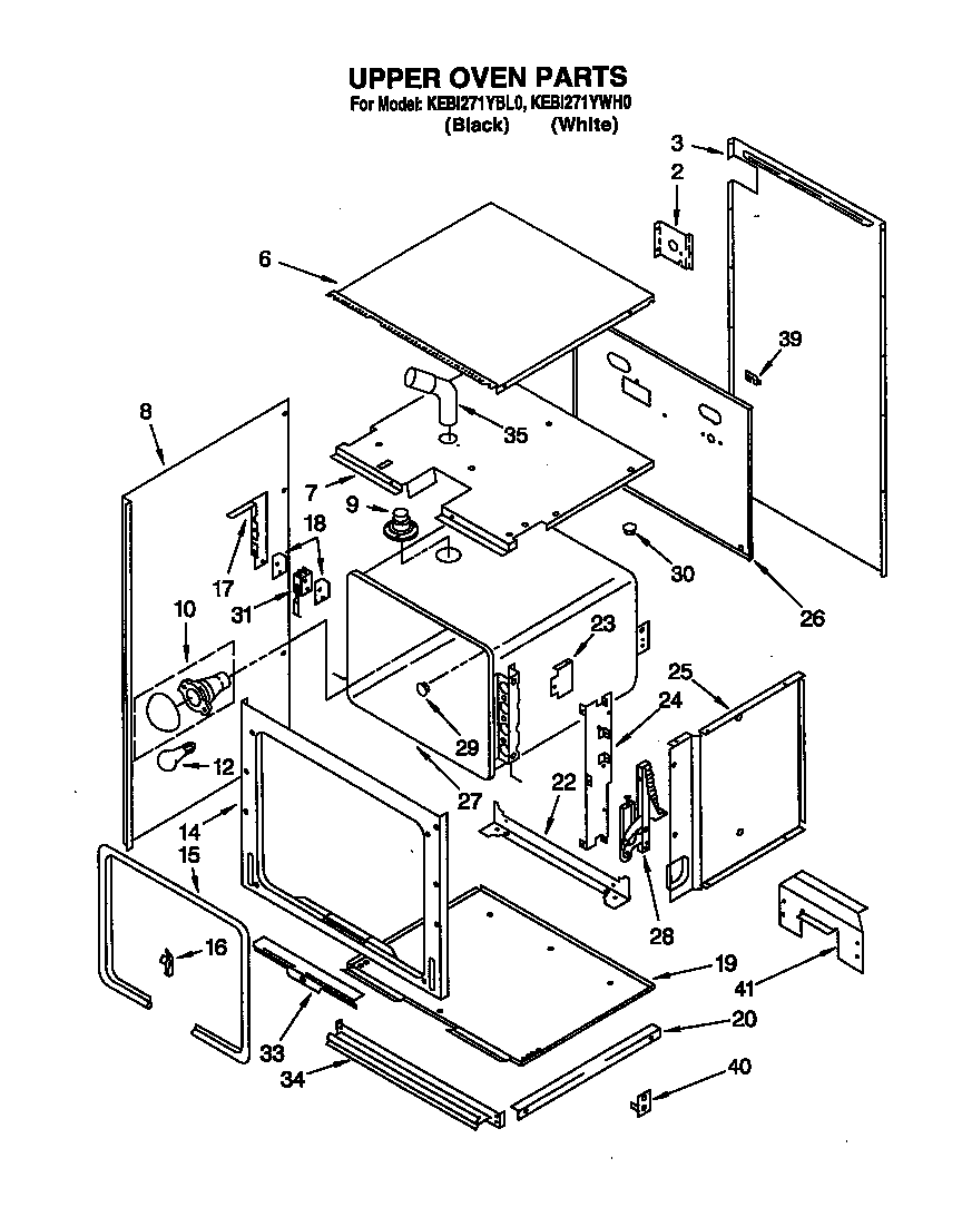 KitchenAid KEBI271YBL0 upper oven diagram