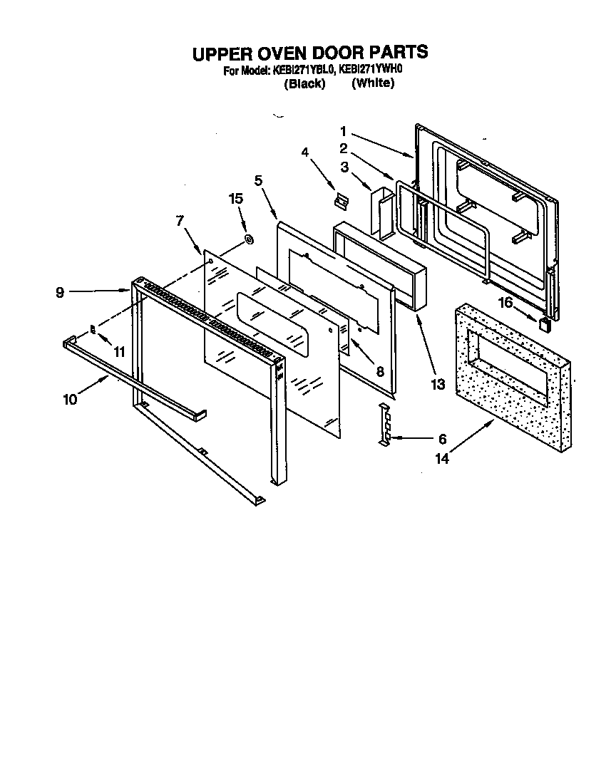 KitchenAid KEBI271YBL0 upper oven door diagram