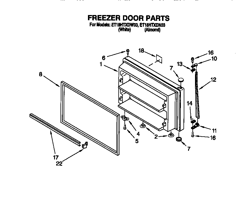 Whirlpool ET18HTXDN03 freezer door diagram
