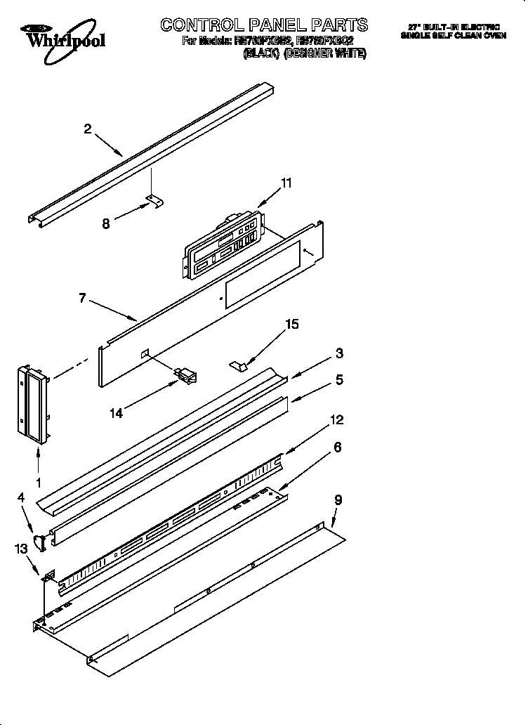 Whirlpool RB760PXBB2 control panel diagram