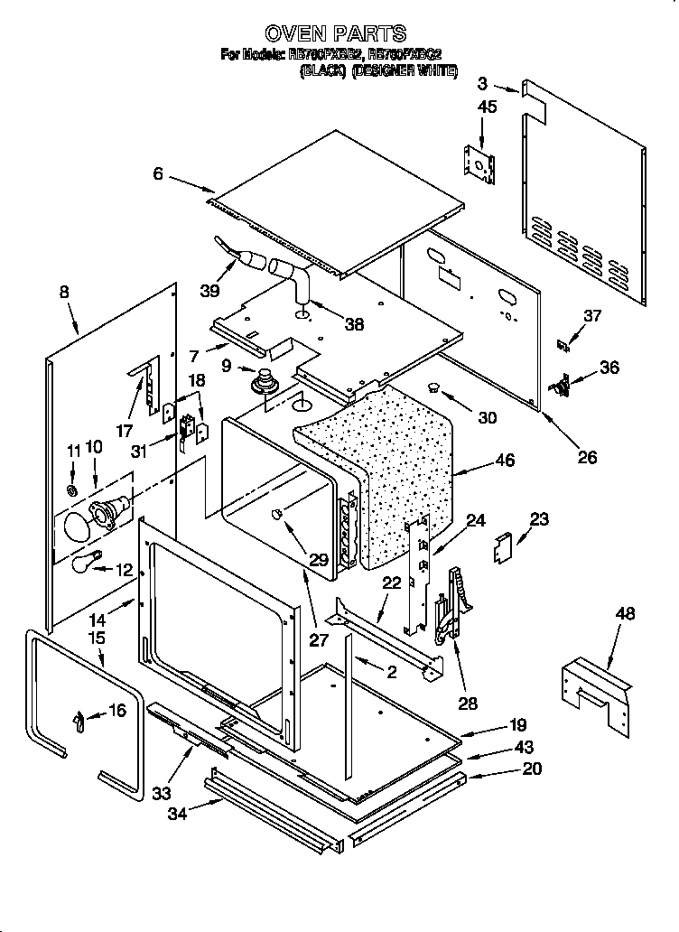 Whirlpool RB760PXBB2 oven diagram