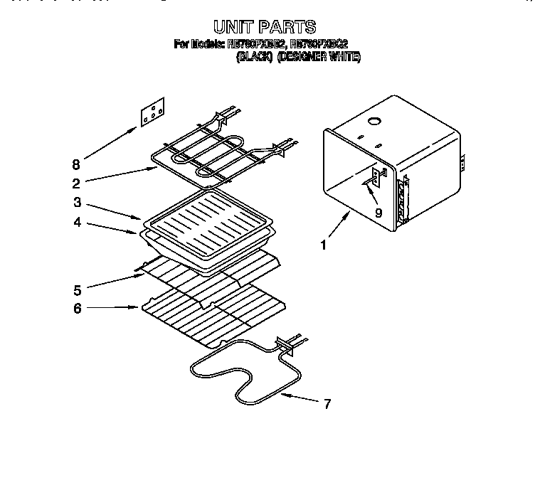 Whirlpool RB760PXBB2 unit diagram