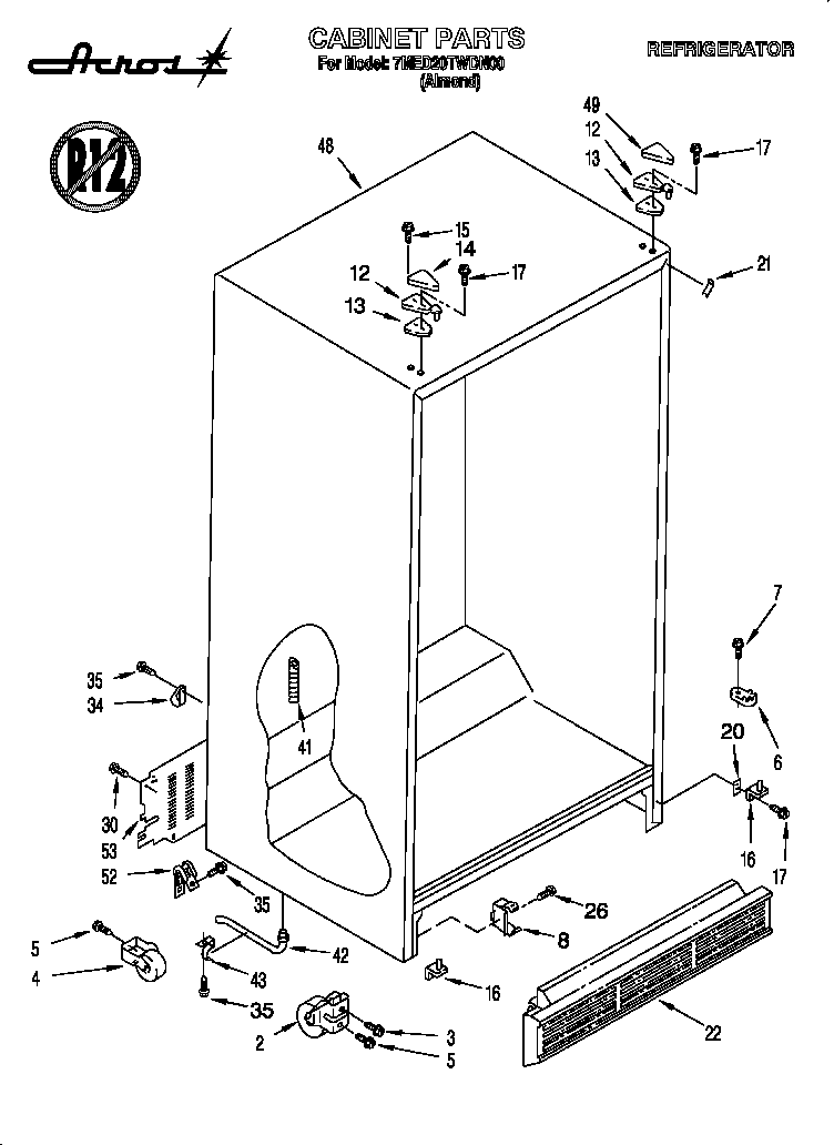 Whirlpool 7MED20TWDN00 cabinet diagram
