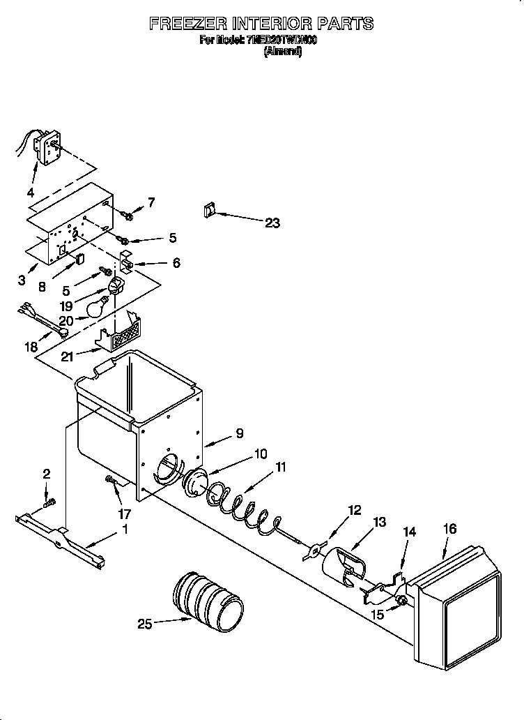 Whirlpool 7MED20TWDN00 freezer interior diagram