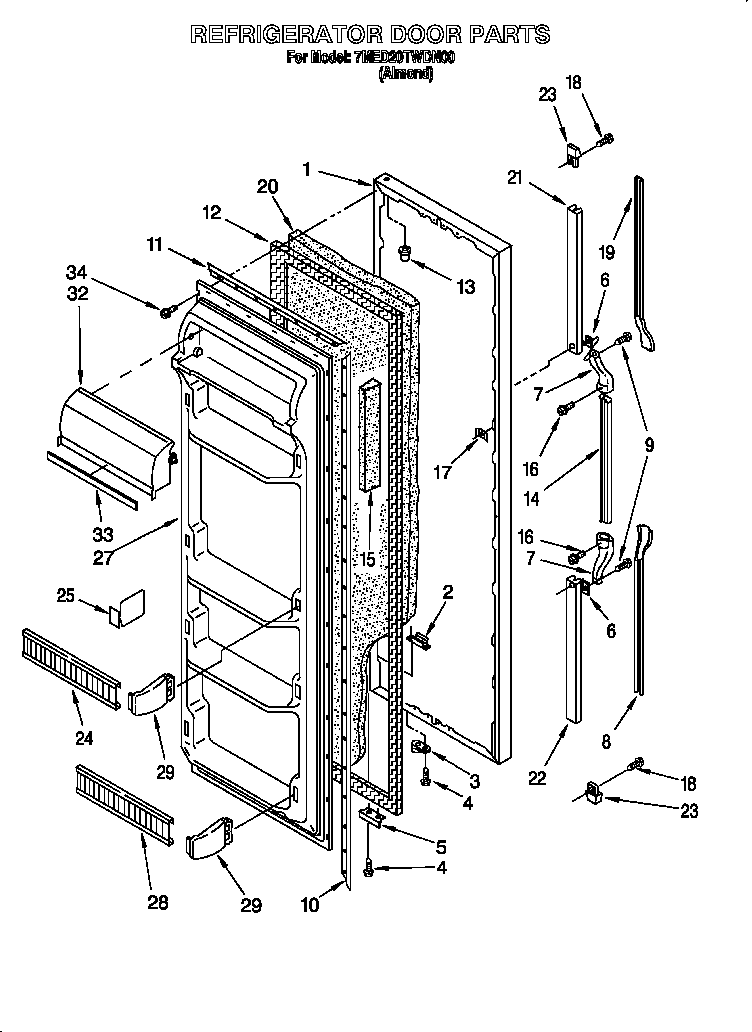 Whirlpool 7MED20TWDN00 refrigerator door diagram