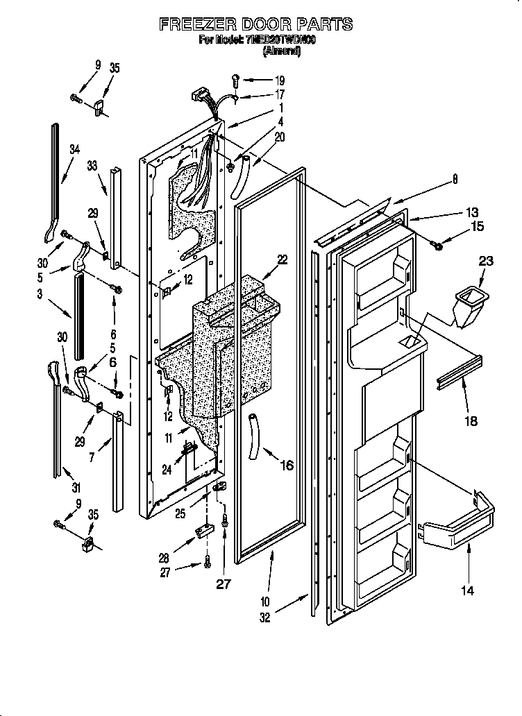 Whirlpool 7MED20TWDN00 freezer door diagram
