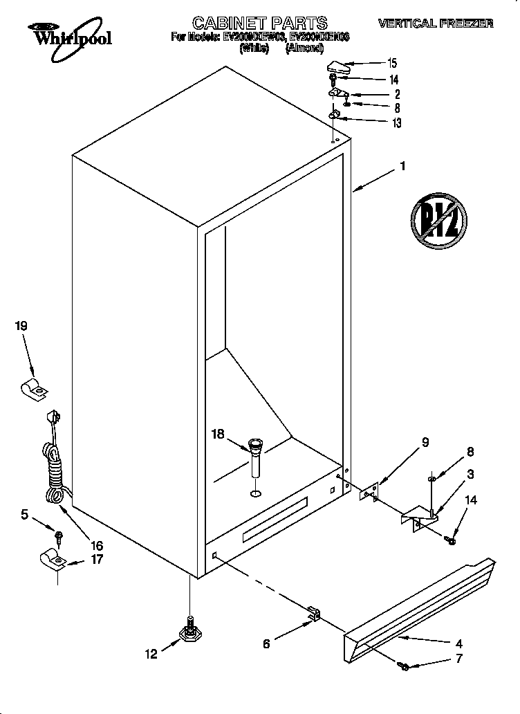 Whirlpool EV200NXEN03 cabinet diagram