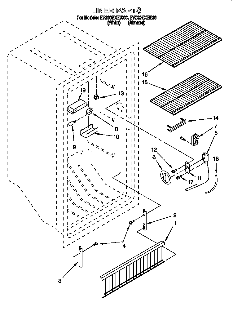 Whirlpool EV200NXEN03 liner diagram