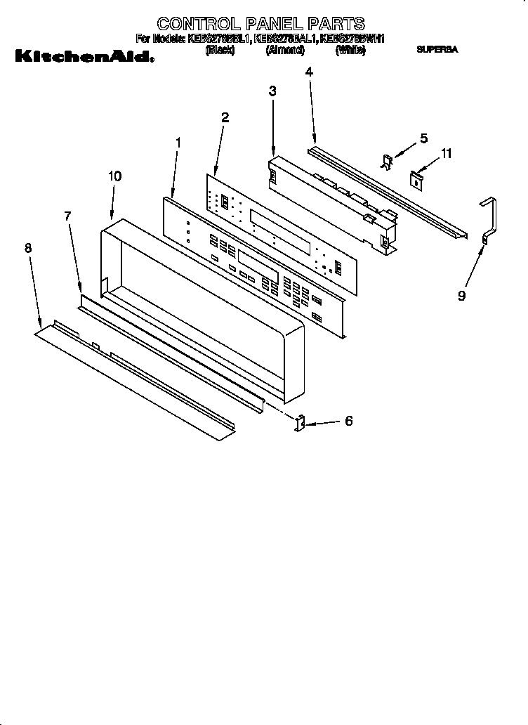 KitchenAid KEBS278BAL1 control panel diagram