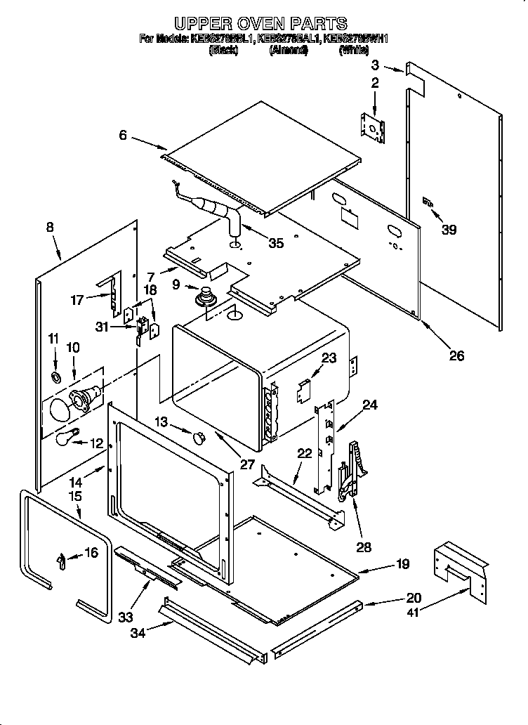 KitchenAid KEBS278BAL1 upper oven diagram