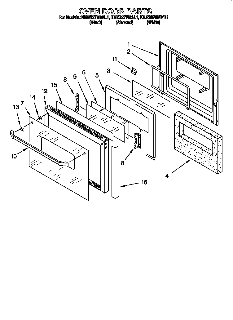 KitchenAid KEBS278BAL1 oven door diagram