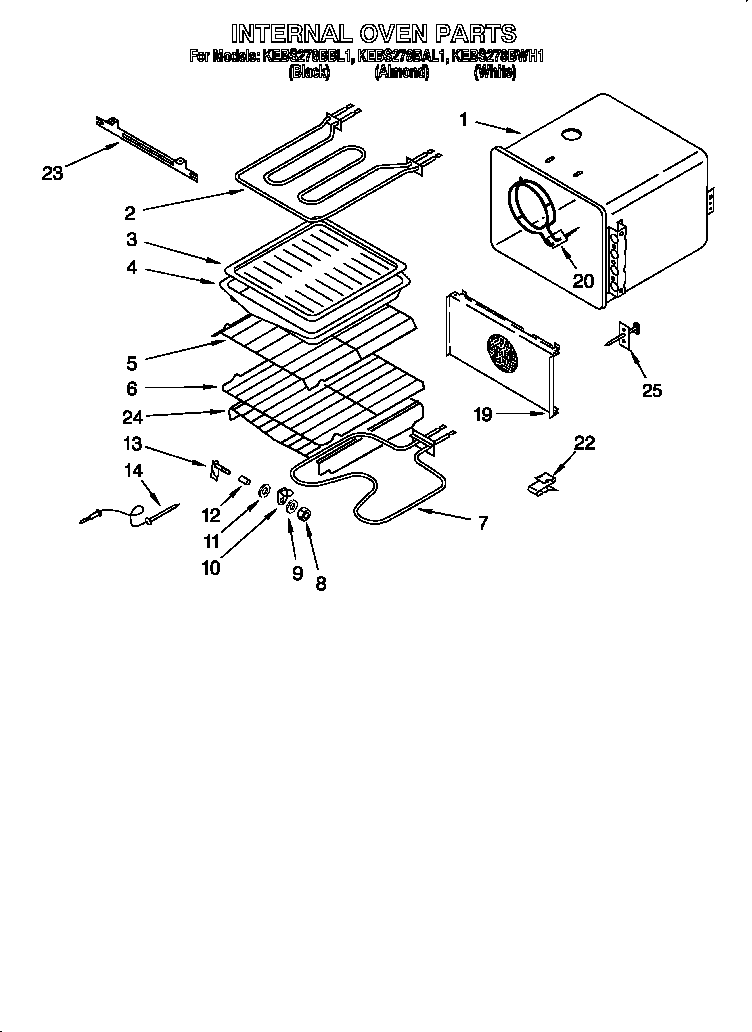 KitchenAid KEBS278BAL1 internal oven diagram