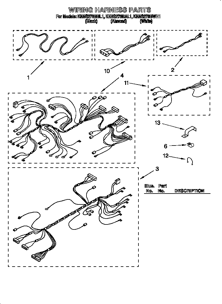 KitchenAid KEBS278BAL1 wiring harness diagram