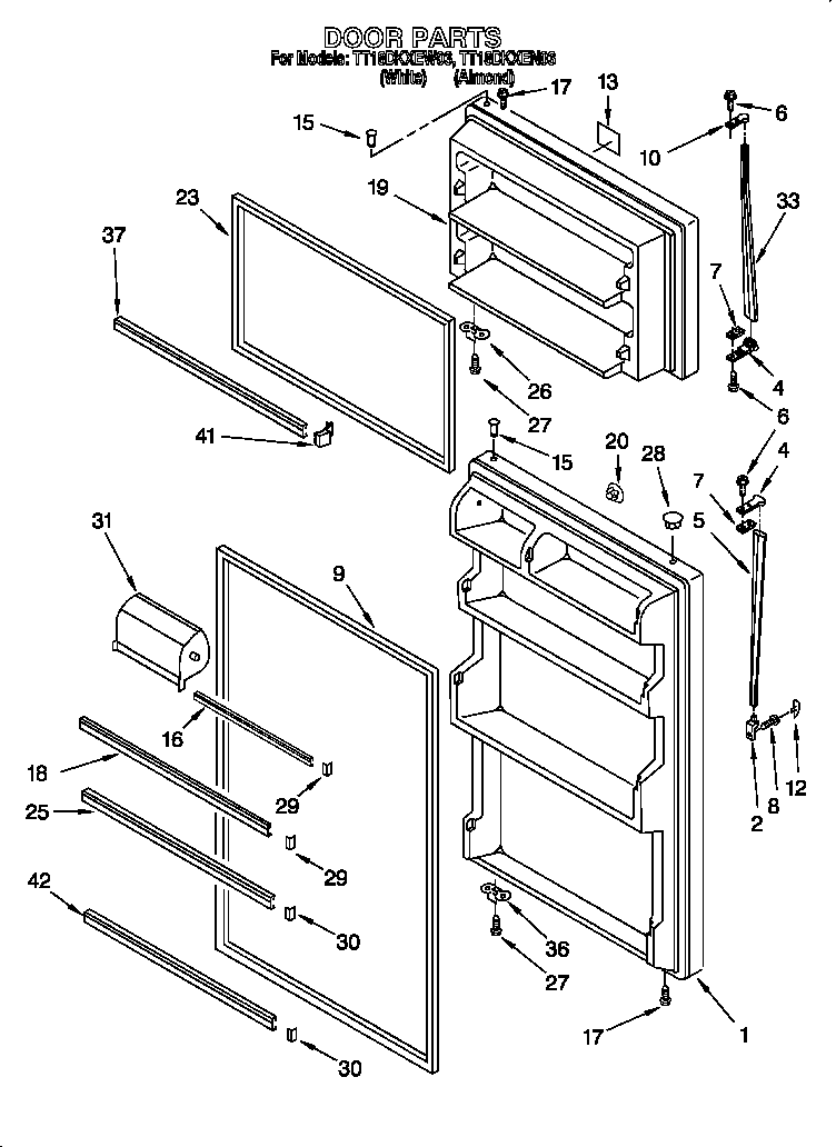 Estate TT18DKXEW03 door diagram