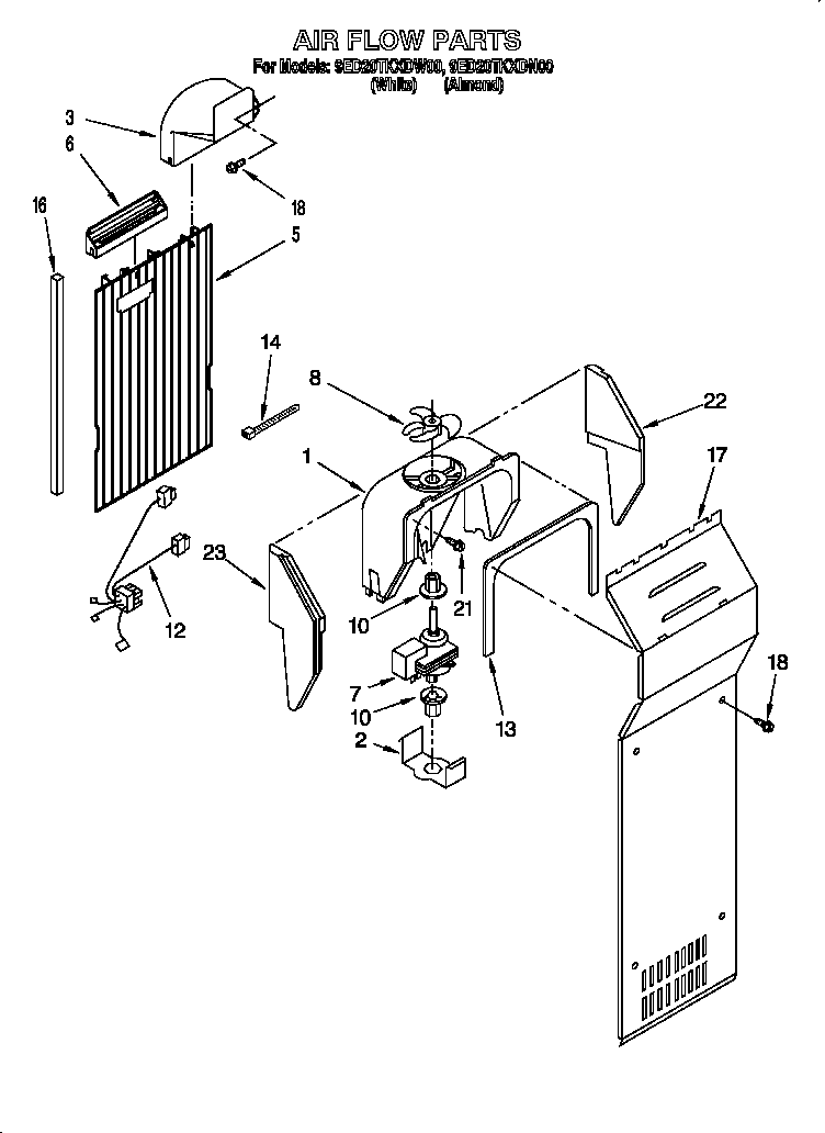 Whirlpool 9ED20TKXDW00 air flow diagram