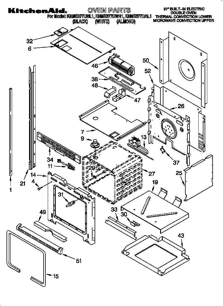 KitchenAid KEMS377DWH1 oven diagram