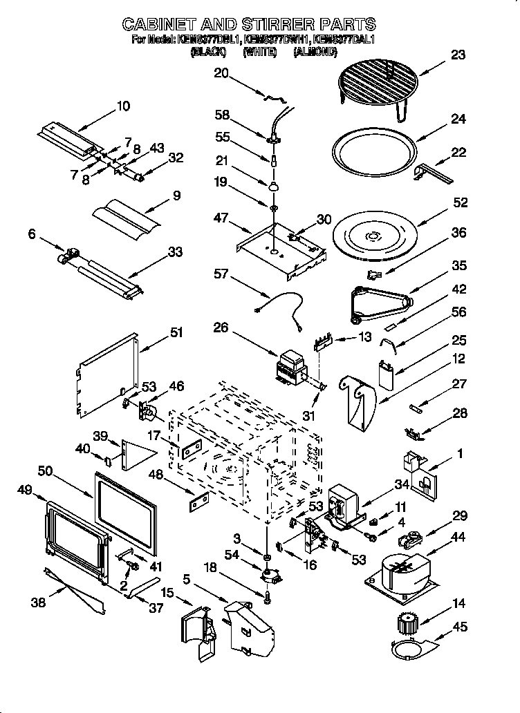 KitchenAid KEMS377DWH1 cabinet & stirrer diagram
