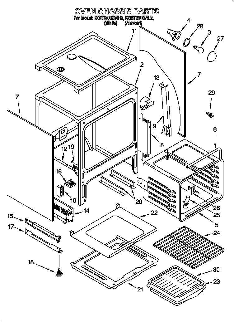 KitchenAid KGST300BAL2 oven chassis diagram