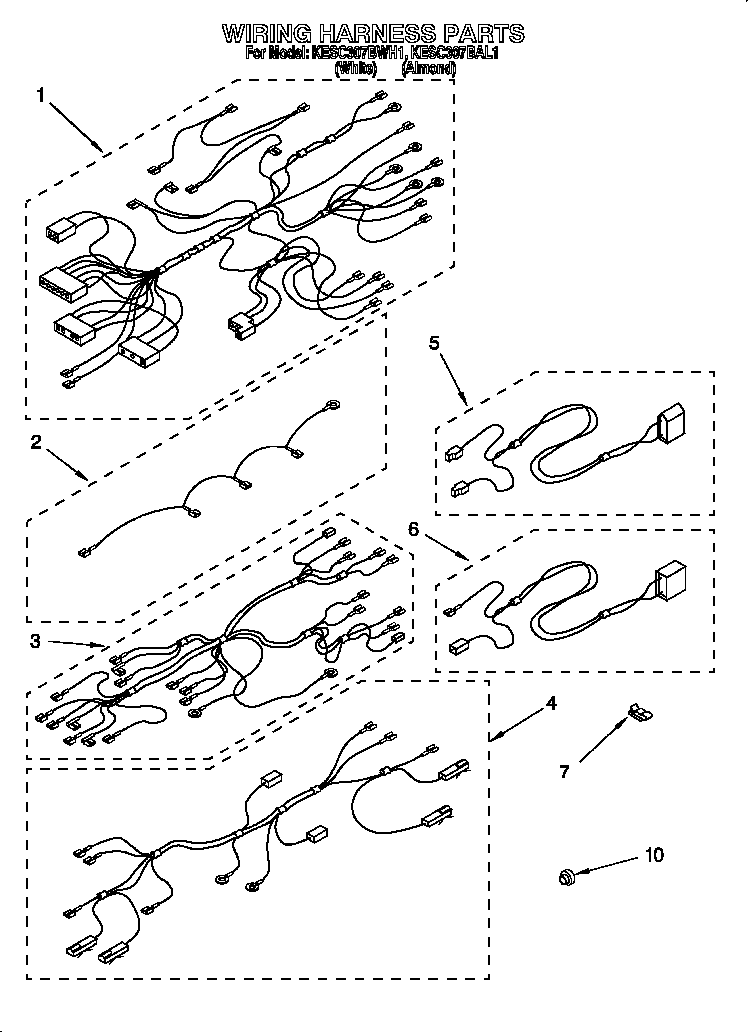 KitchenAid KESC307BWH1 wiring harness diagram