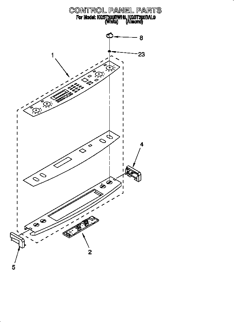 KitchenAid KGST300BWH0 control panel diagram