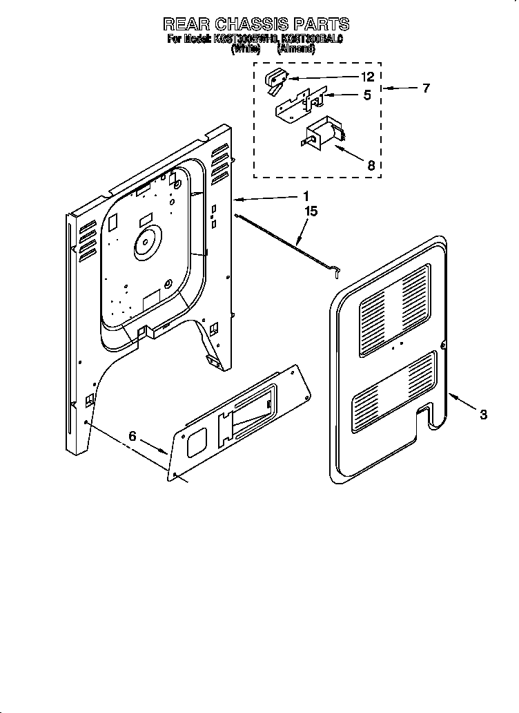 KitchenAid KGST300BWH0 rear chassis diagram