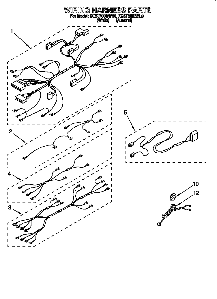 KitchenAid KGST300BWH0 wiring harness diagram