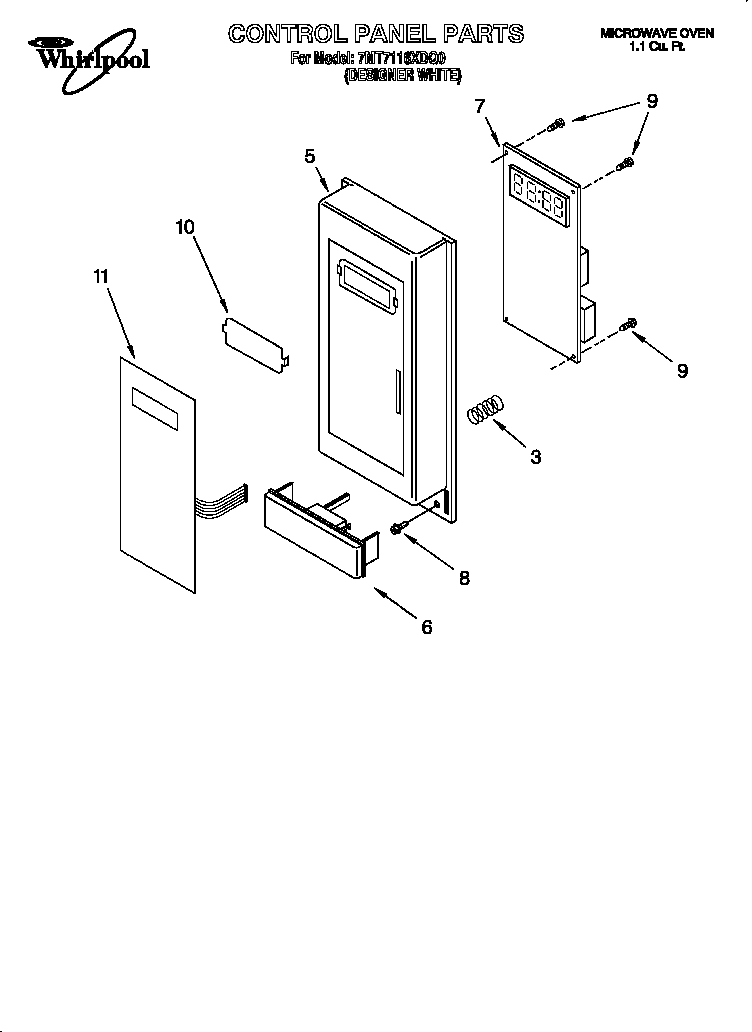 Whirlpool 7MT7116XDQ0 control panel diagram