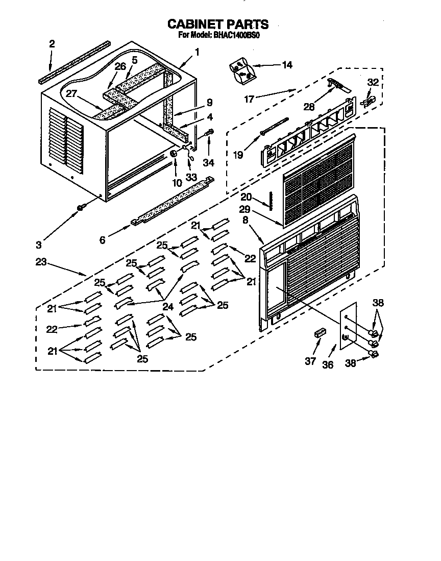 Whirlpool BHAC1400BS0 cabinet diagram