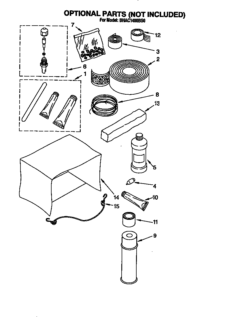 Whirlpool BHAC1400BS0 optional parts (not included) diagram