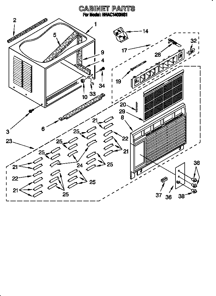 Whirlpool BHAC1400BS1 cabinet diagram