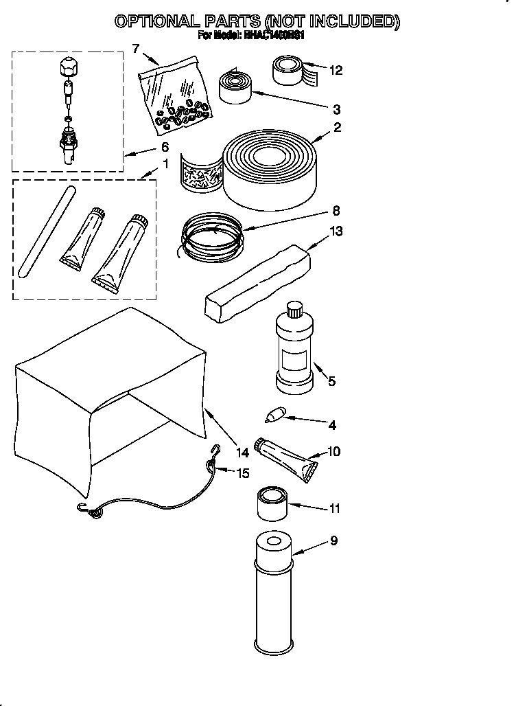 Whirlpool BHAC1400BS1 optional parts (not included) diagram