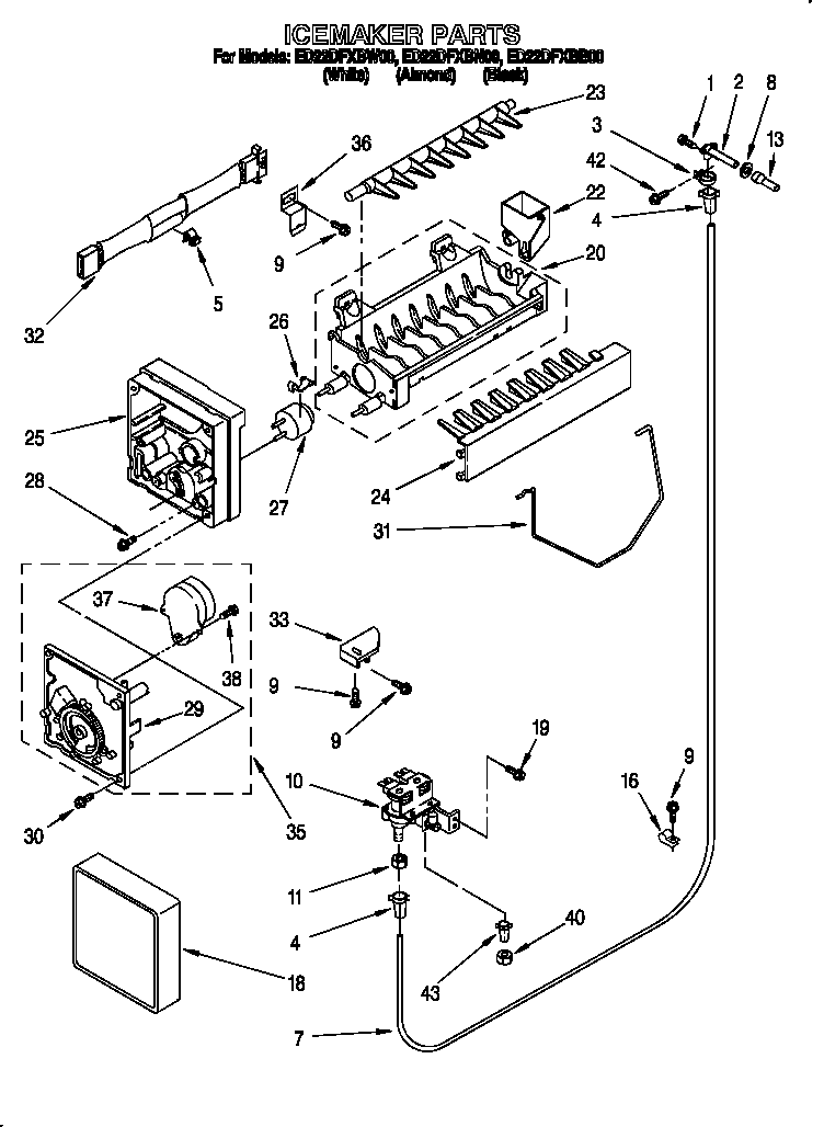 Whirlpool ED22DFXBB00 icemaker diagram