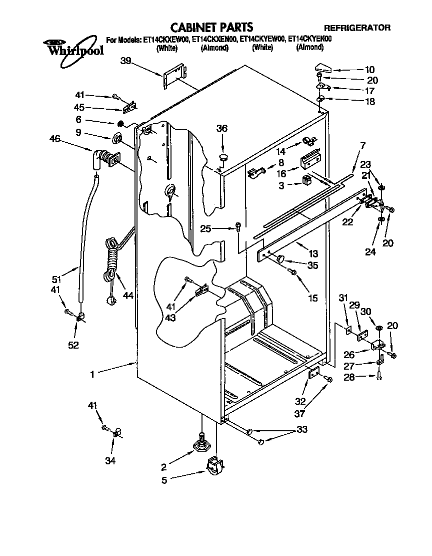 Whirlpool ET14CKXEN00 cabinet diagram