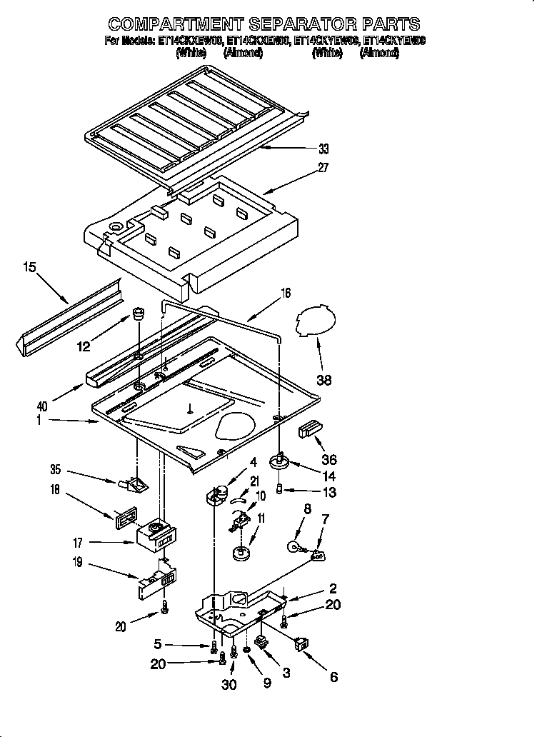 Whirlpool ET14CKXEN00 compartment separator diagram