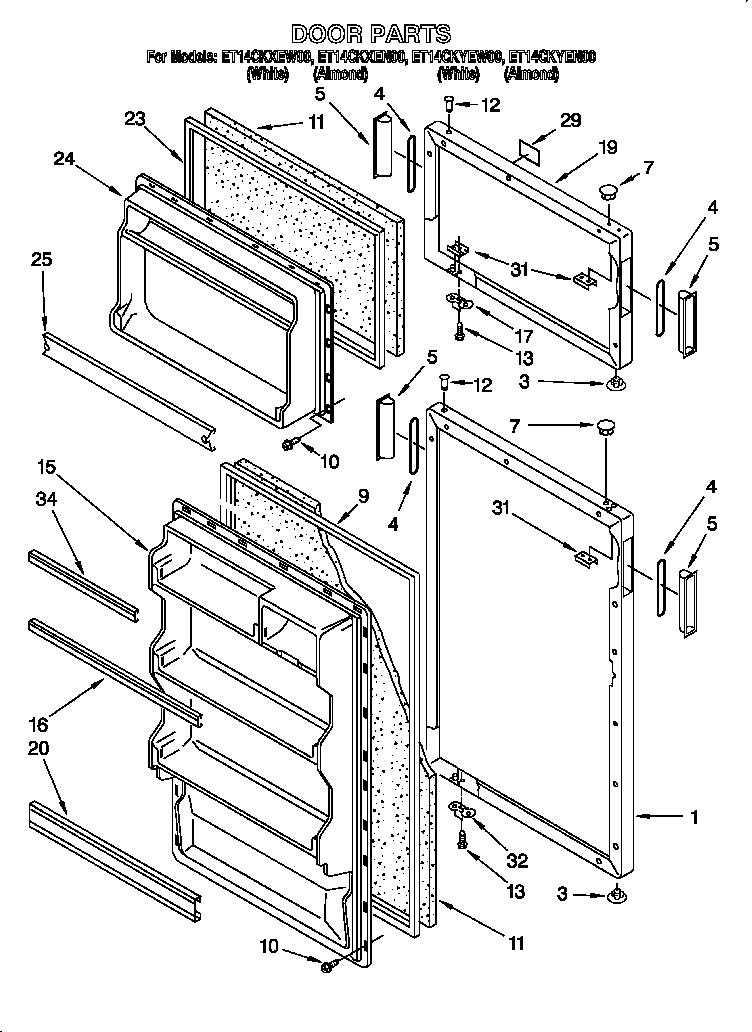 Whirlpool ET14CKXEN00 door diagram