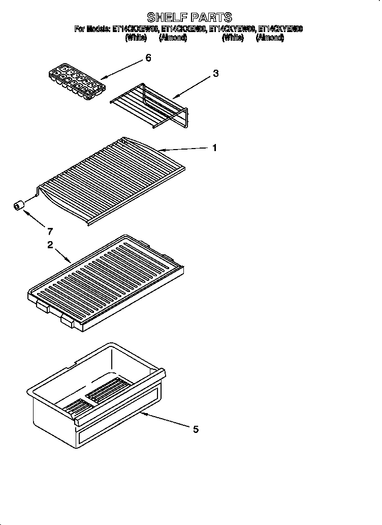 Whirlpool ET14CKXEN00 shelf diagram