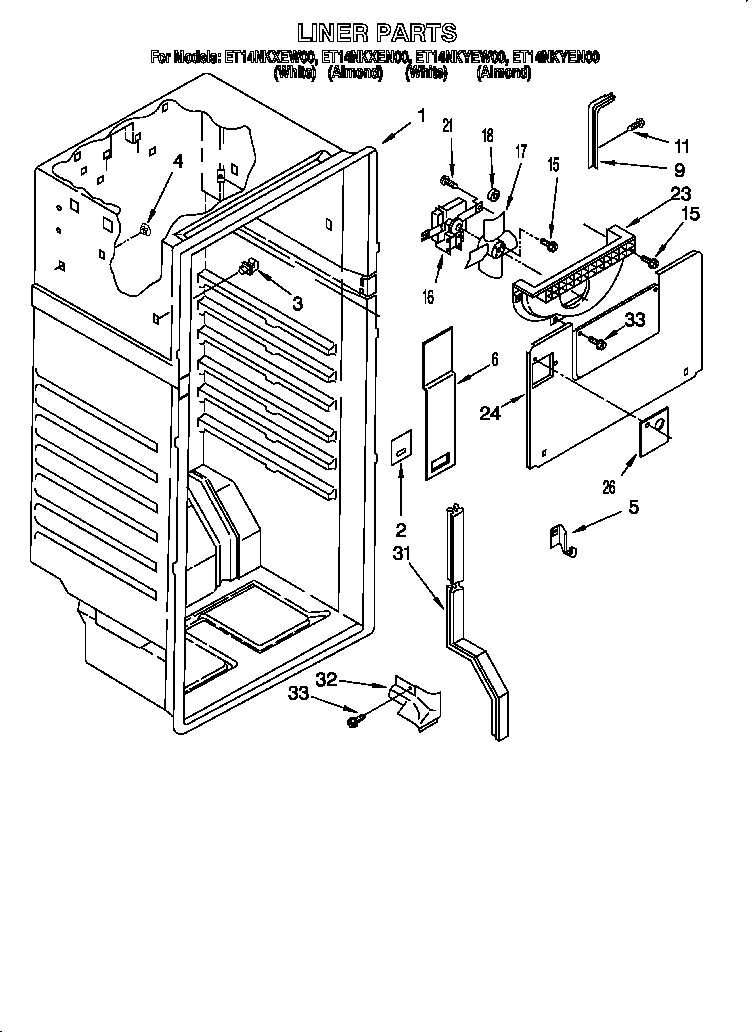 Whirlpool ET14NKYEN00 liner diagram