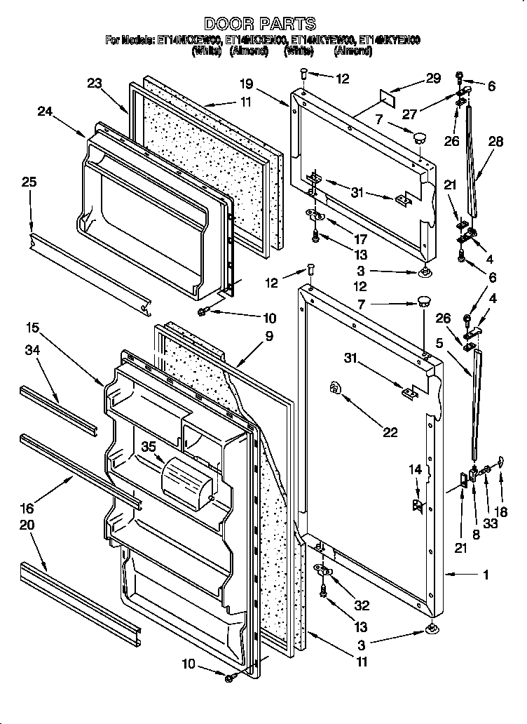 Whirlpool ET14NKYEN00 door diagram