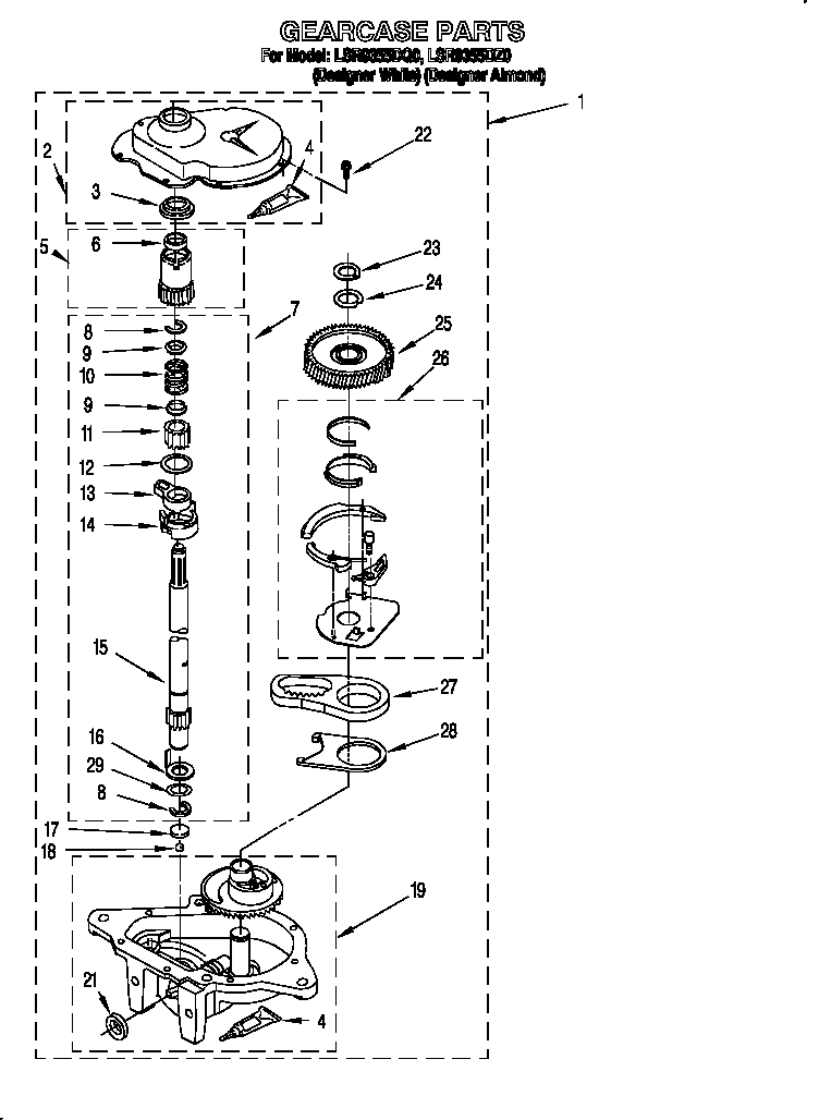 Whirlpool LSR9355DQ0 gearcase diagram