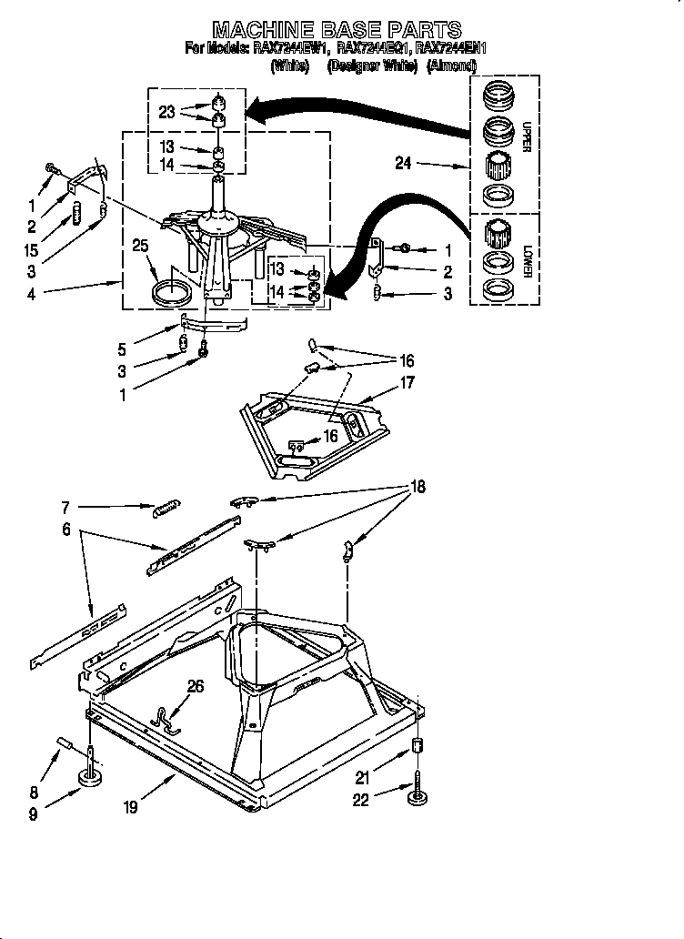 Roper RAX7244EW1 machine base diagram